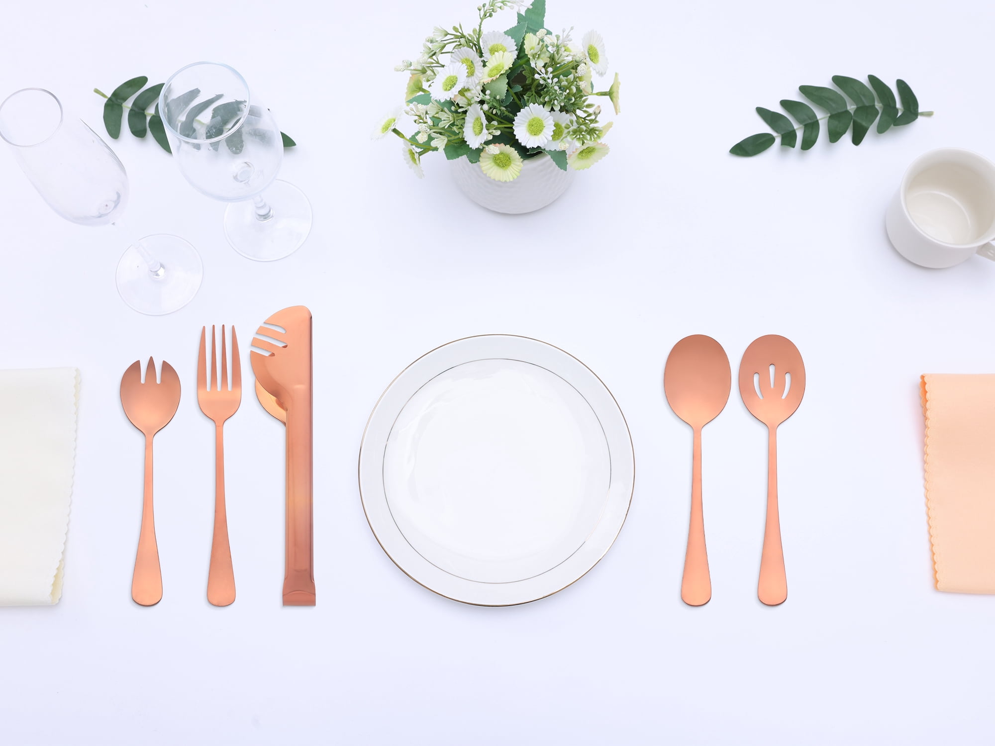 Unique Bargains Stainless Steel Flatware Cutlery Set for Kitchen Rose Gold 10 Pcs
