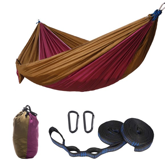 Camping Hammock Double Portable Hammocks with 2 Tree Straps, Great for Hiking,Outdoor,Beach,Camping(Purple)