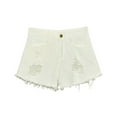 thumbnail image 2 of Clearance! Summer Jeans Shorts For Women Teen Girls Preppy Clothes Plus Size Hem Ripped Denim Shorts Going Out Shorts Denim Shorts Women Athletic Shorts for Women White L, 2 of 4