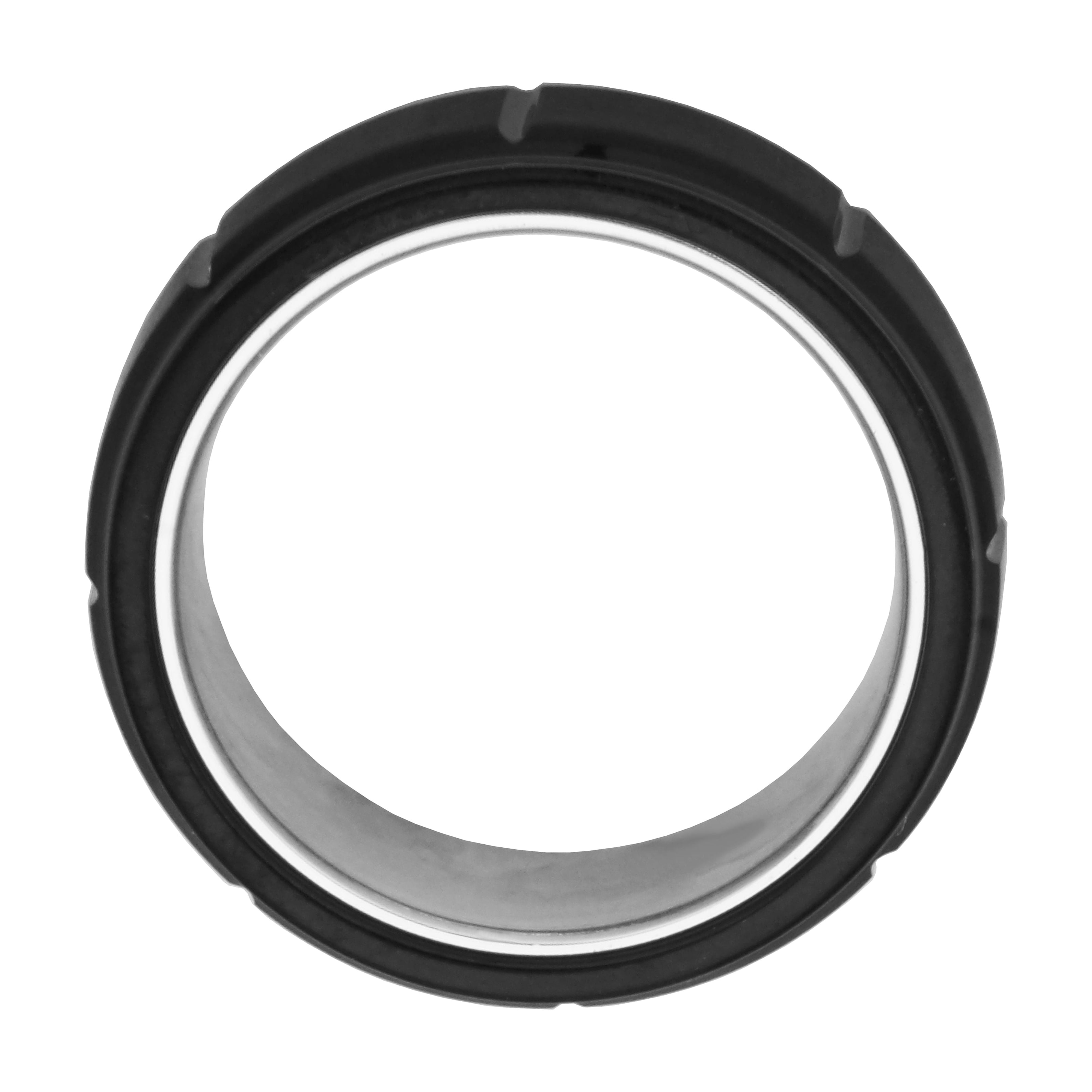 Men's Black Sapphire Tungsten 8mm Titanium with White PVD Interior Comfort Fit Wedding Band, Size 10.5