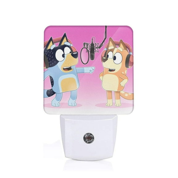 Silaia Bluey Print LED Dimmable Night Light, Plug in Night Light with Dusk to Dawn Sensor,Efficient Decor Desk Lamp,Bright Mini Wall Night Light for Kids Room, Stairway-US