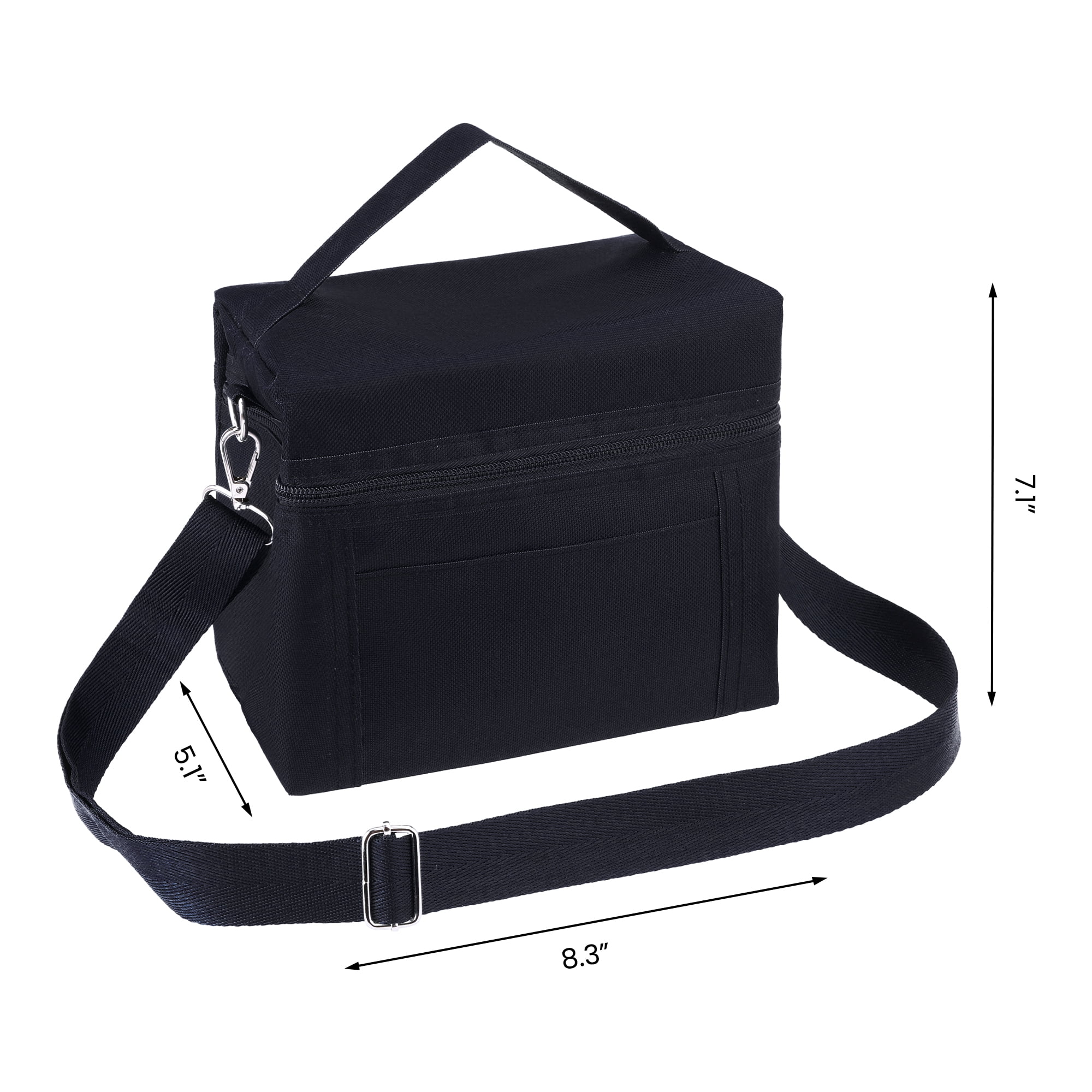 Unique Bargains Insulated Leakproof Lunch Bag for Work, Picnic Black 8.3*5.1*7.1in