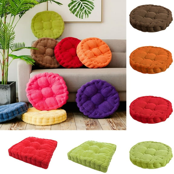 Cheers.US Thicken Cushion, Solid Round/Square Seat Cushion Corduroy Chair Pad Pillow Seat Soft Tatami Floor Cushion for Yoga Meditation Living Room Balcony Office Outdoor