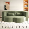thumbnail image 3 of S-HOME Modern Folding Convertible  Floor Sofa with 2 Pillows , Corduroy Fabric Foam Sleeper Couch for Living Room and Playroom Use, Green, 3 of 13