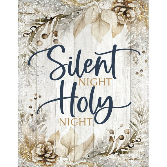 DEXSA Silent Night Timberland Wood Plaque Wall Art - 11.75 inches x 15 inches