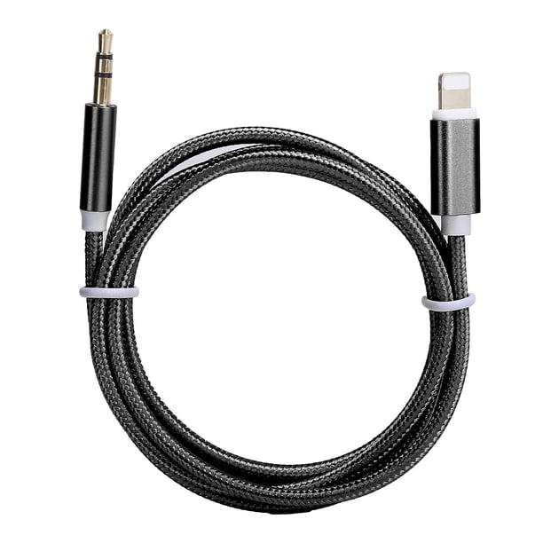 Car AUX Cable for IOS 12 3.5mm AUX Audio to IOS Interface Adapter Nylon Braided Cable Black