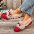thumbnail image 4 of Taylonsss Women's Round Toe Slip-On Flat Shoes with Faux Fur Lining and Bow Detail for Winter Comfortable Fleece-Lined Casual Shoes with Frayed Edges, 4 of 8
