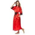 thumbnail image 2 of Ashford & Brooks Women's Satin Lace Long Kimono Robe, 2 of 4