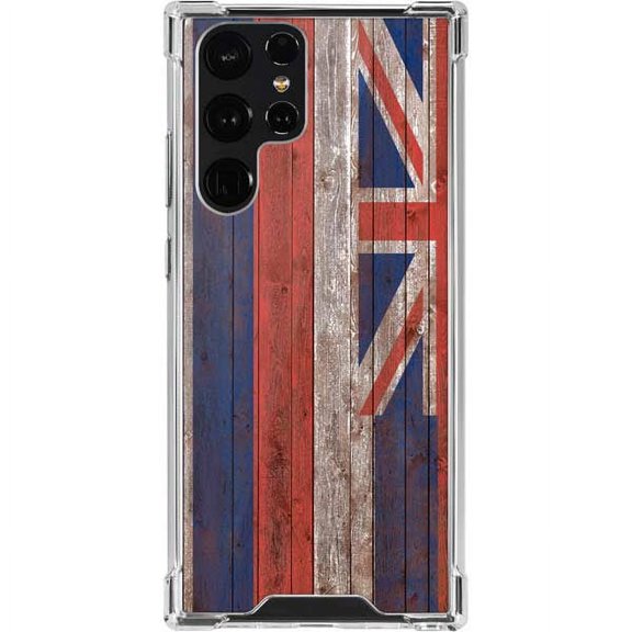 Skinit Countries of the World Hawaiian Flag Dark Wood Galaxy S22 Ultra Clear Case