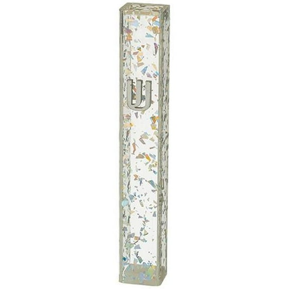 Art Judaica 24315 12 cm Perspex Mezuzah Cover - Glitter Silver