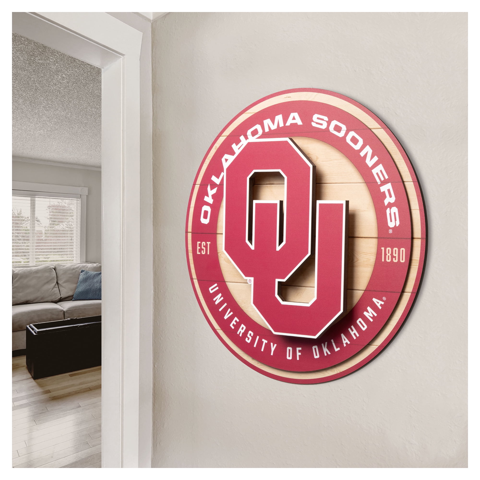 IDNA Oklahoma Sooners 15" x 15" 3DX Logo Circle Backer Wall Art