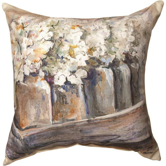 Manual Woodworkers & Weavers SLWHBT 18 in. White Hydreangea Pillow