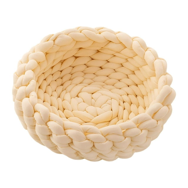 Nido tejido para gatos, cama para mascotas, rascador portátil Flexible, resistente, hecho a mano, cestas para gatos para todas , cama de Crema