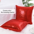 thumbnail image 3 of PiccoCasa 2Pcs Decorative Sequin Throw Pillow Covers for Party, 16x16 inch, Red, 3 of 7