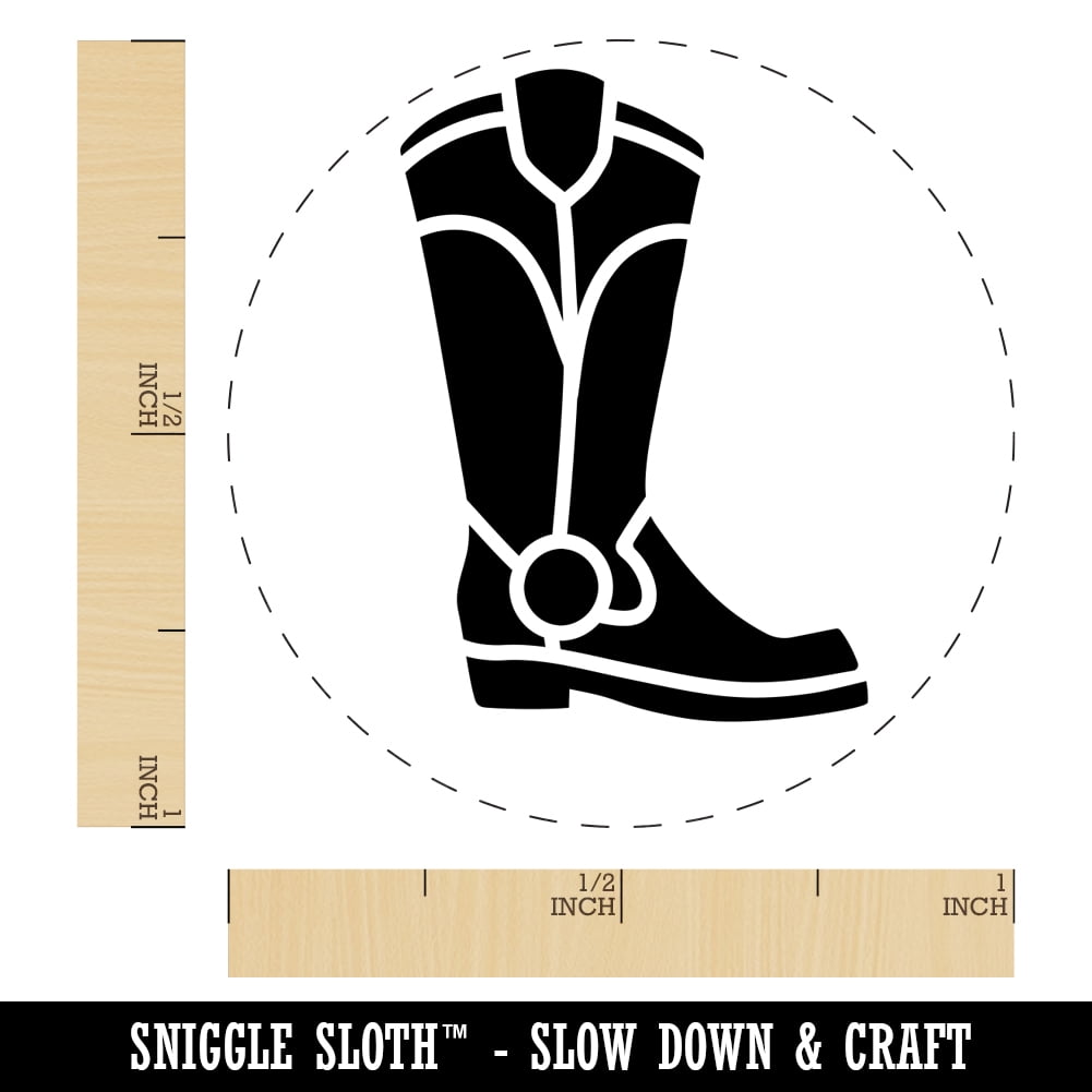 Cowboy Boot Western Self-Inking Rubber Stamp Ink Stamper - Yellow Ink - Medium 1 Inch