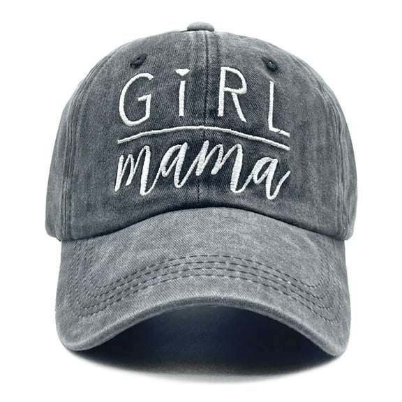Women Girl Mama Hat, Washed Adjustable Embroidery Mom Baseball Cap