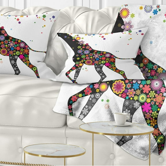 Designart Cheerful Giraffe Running - Animal Throw Pillow - 12x20
