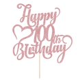 thumbnail image 3 of Topper para pastel AROKIPPRY con brillo rosa dorado para 100.º cumpleaños, 3 of 8