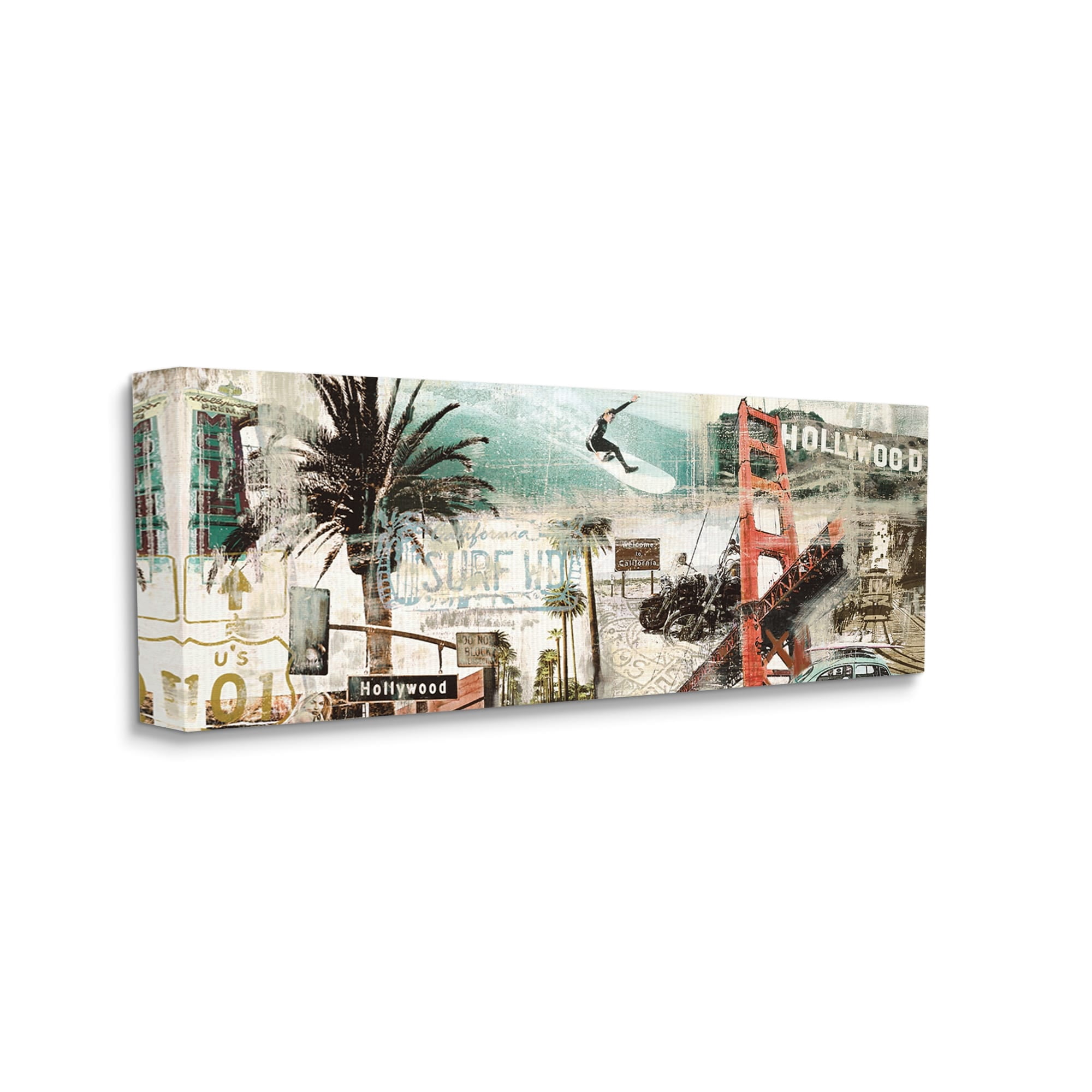 Stupell Industries Vintage California Collage Urban City Landmarks,17 x 40,Designed by Tyler Burke