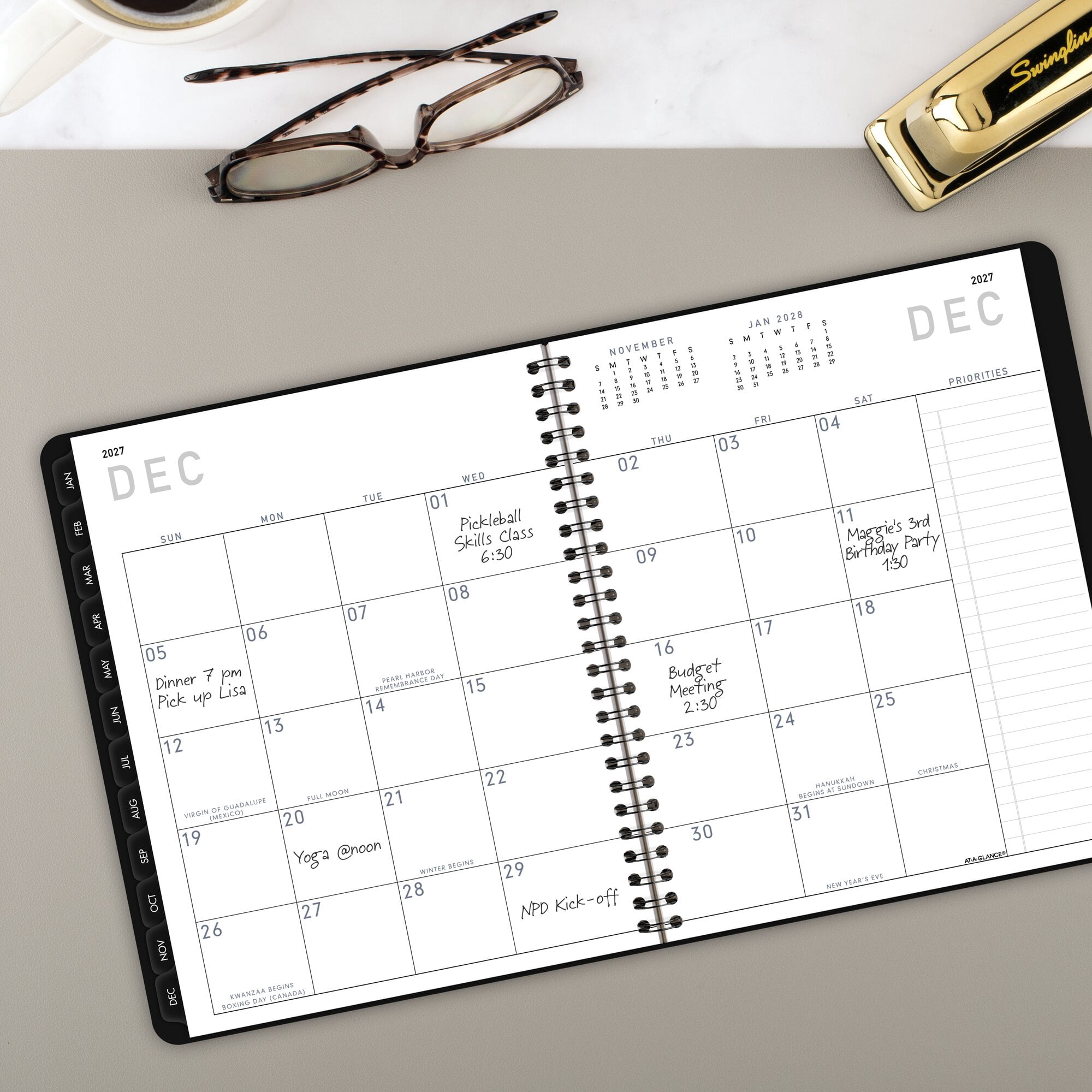 AT-A-GLANCE Contemporary Lite 2027 Weekly Monthly Planner Black Medium 7 x 8 34
