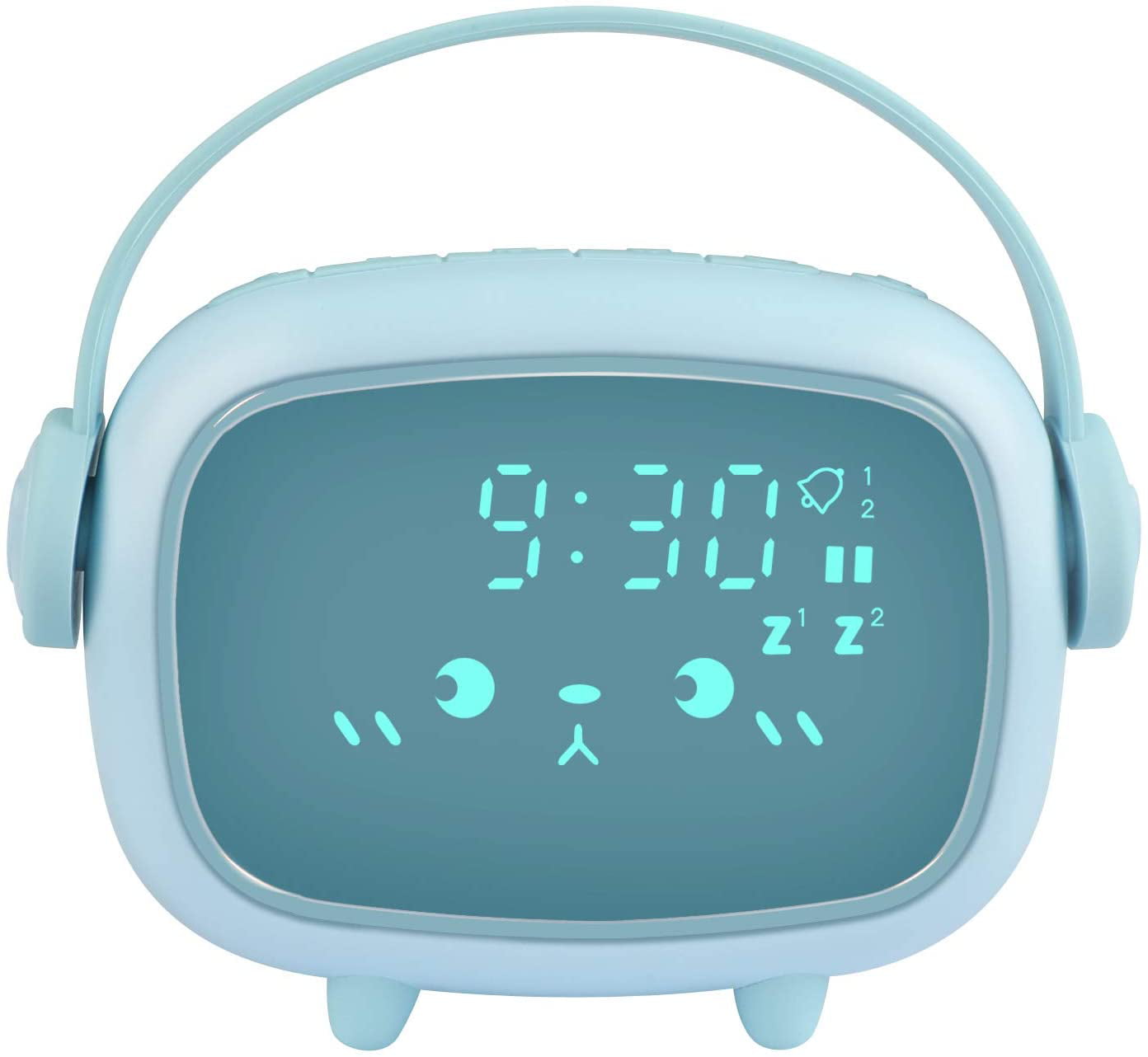 Short LED Digital Alarm Clock 12/24 Hours Sunrise Alarm Clock Wake Up Light Sunset Lamp Portable Kids Bedroom Desktop Bedside Night Light Voice Control Function