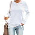 thumbnail image 4 of Endives Women's Long Sleeve Shirts Round Neck Womens Tops Solid Color Basic Tee T Shirts Streetwear Outerwear S-5XL White, 4 of 7