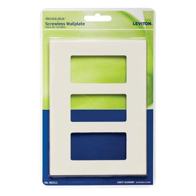 Leviton 3895349 Decora Plus Almond 3 Gang Polycarbonate Rocker Screwless Wall Plate