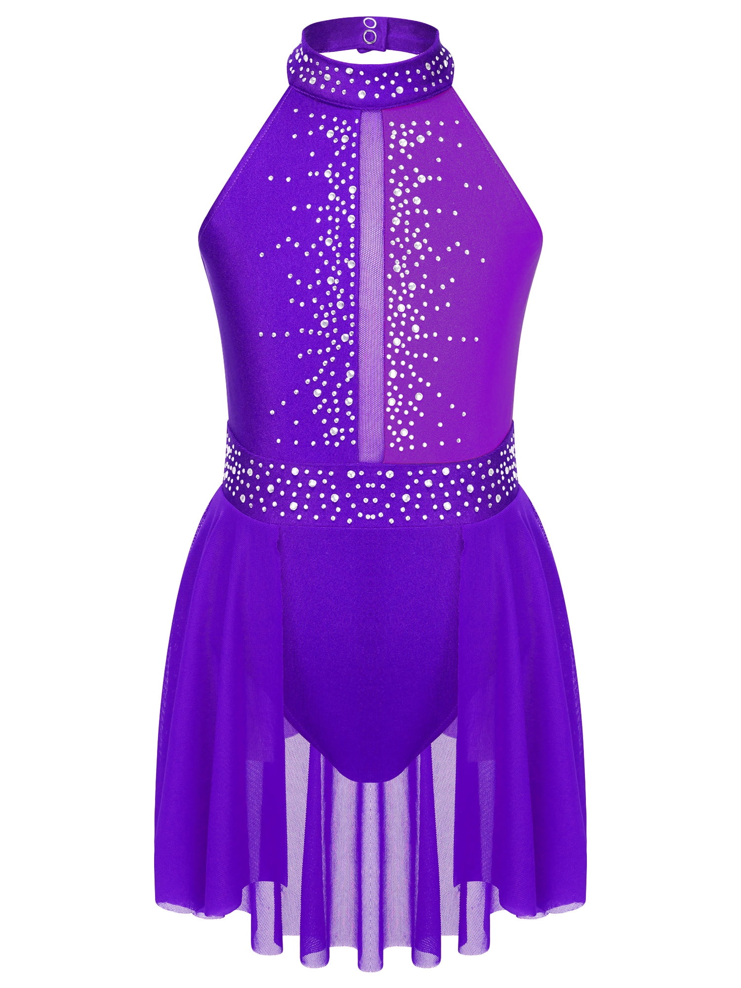 CHICTRY Kids Lyrical Dance Dress Girls Sleeveless Rhinestone Latin Jazz