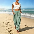 thumbnail image 5 of MLCDZ Womens Summer Striped Barrel Pants Comfy Baggy Drawstring Elastic Waist Pant with Pockets Lightweight Beach Vacation Party Lounge Trousers, 5 of 8