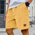 thumbnail image 2 of Men’s Corduroy Casual Shorts, Elastic Waist with Drawstring, Soft Ribbed Texture for Everyday, Loungewear & Streetwear Yellow L, 2 of 8