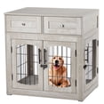 thumbnail image 1 of 3-Side Access Dog Crate with Plush Cushion | Large Wooden Kennel Features Dual Drawers & Multi-Door Design, 1 of 46