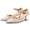 beige, variant on Women  Formal Kitten-Heel Shoes featuring a Bow Accent Closed-Toe, Pointed-Toe Design with an Ankle Strap and Side Cutouts.