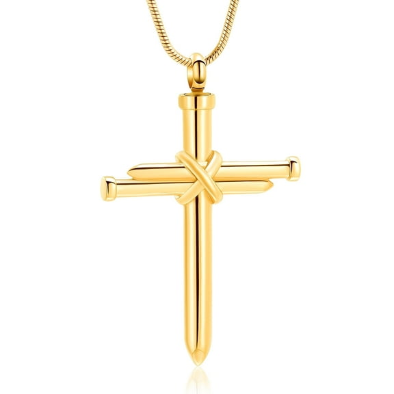 Imrsanl Cross Necklace for Men,Men's Stainless Steel Nail Cross Pendant Necklace with 22 Inch Chain Polished Gold/Silver/RoseGold/Colorful,Men's Jewelry,Father's Day Birthday Gift for Him