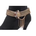 thumbnail image 5 of Women Gold Mesh Metal Chain Boot Bracelet Shoe Sun Charm Tassel, 5 of 8