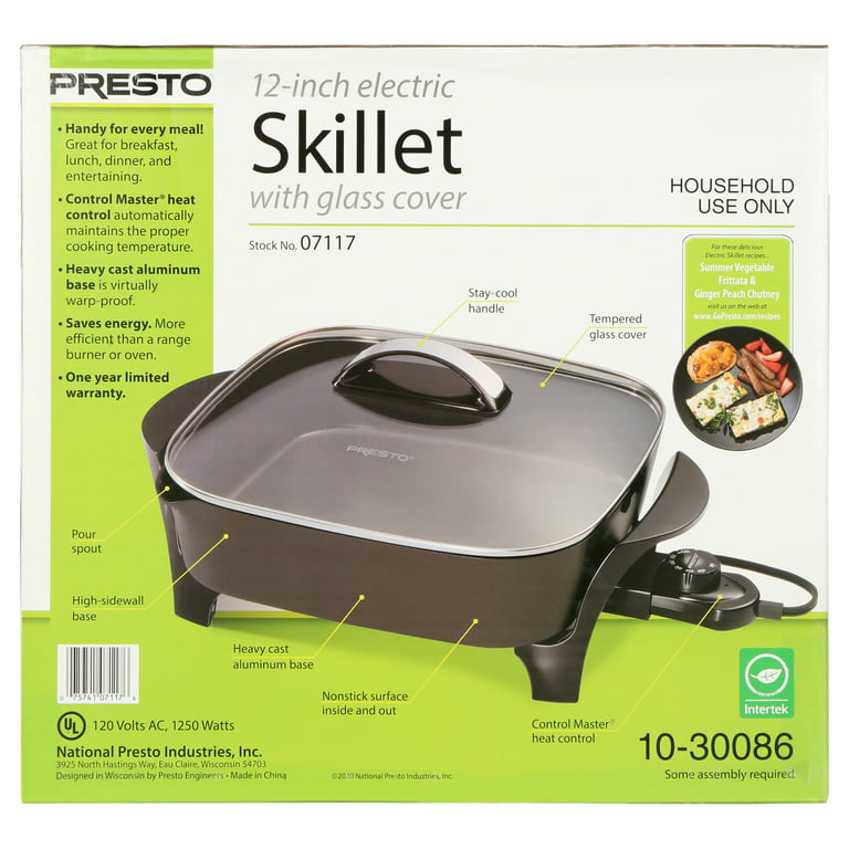 Presto 16-inch Electric Skillet With Glass Cover, Grill, Roast