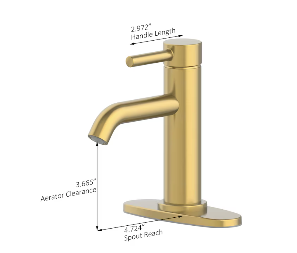 allen + roth Harlow Brushed Gold Single hole 1-handle WaterSense Mid-arc Residential Handle Bathroom Sink Faucet with Drain with Deck Plate