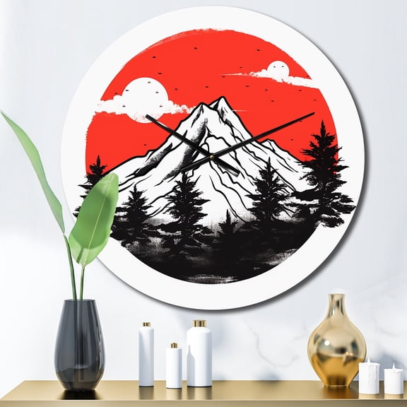 Designart "Sunrise Over the Samurai Land of Japan V" Japanese Oversized Wall Clock