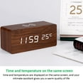 thumbnail image 5 of Wooden Alarm Clock with Qi Wireless Charging Pad Compatible with iPhone Samsung Wood LED Digital Clock Sound Control Function, Time Date, Temperature Display for Bedroom Office Home, 5 of 10