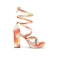 thumbnail image 3 of BLISSFUL STEP Women's Tie Dye High Heel Sandal Platform Block Heel Prom Sandals Orange 9, 3 of 8