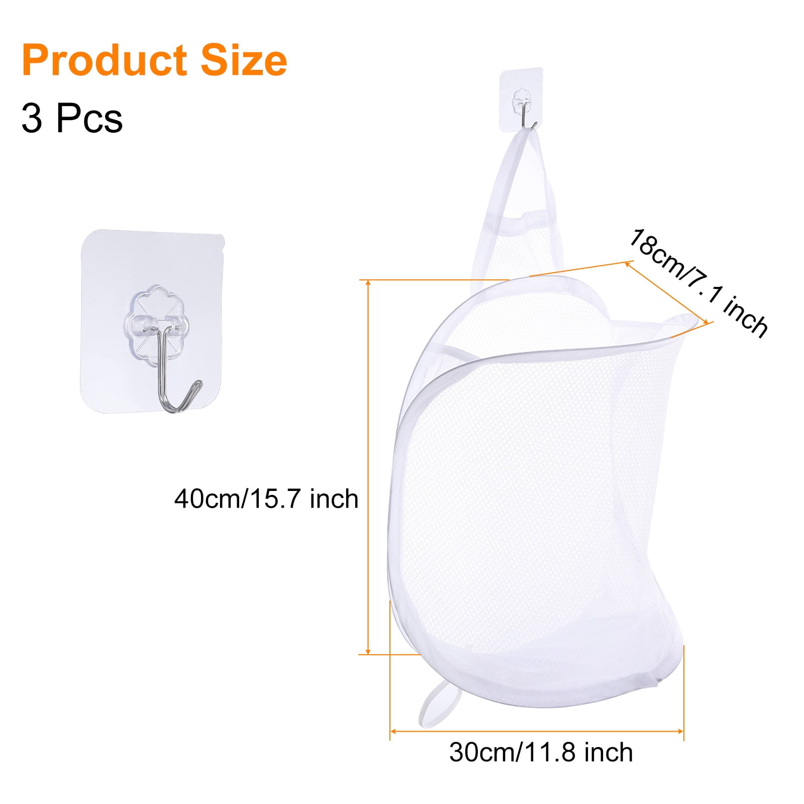 Unique Bargains Hanging Mesh Laundry Bag for Delicates Washing Storage White