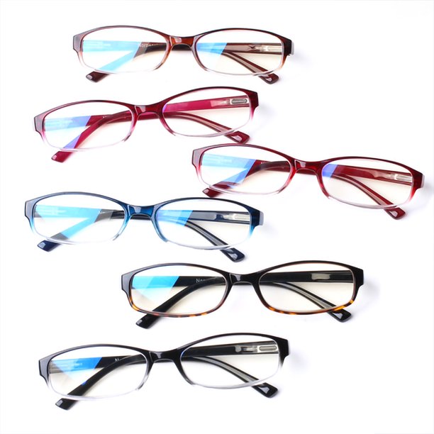 6 Pack Reading Glasses for Women Men Blue Light Blocking Spring Hinge