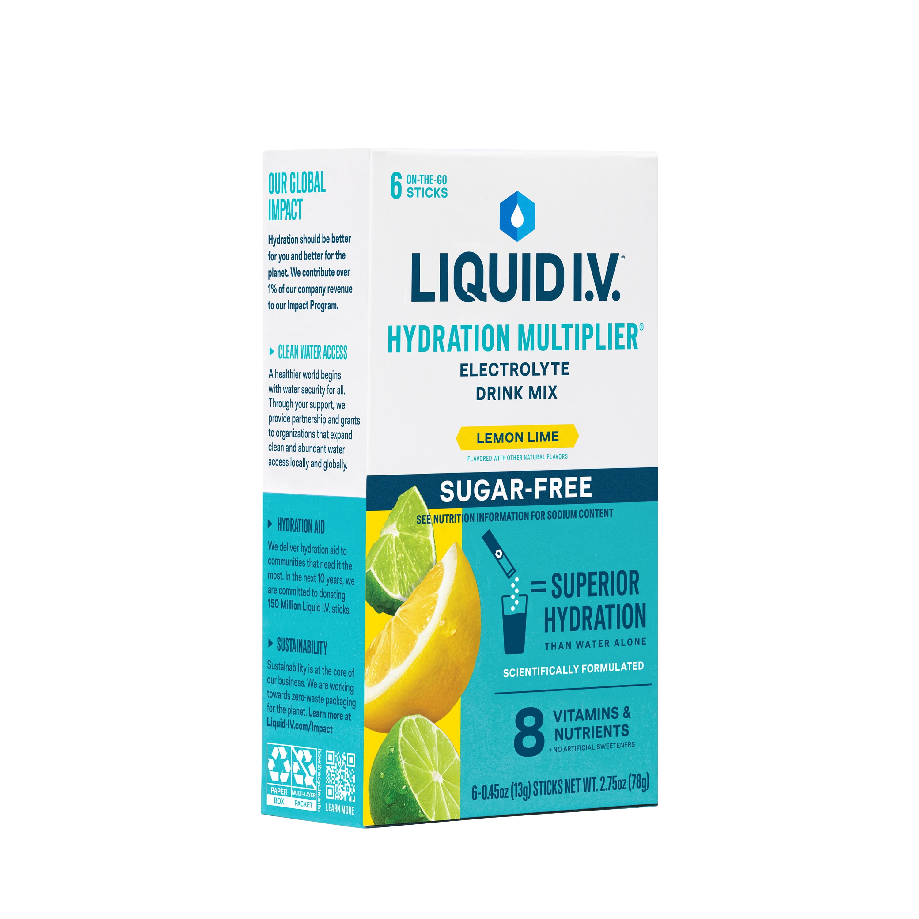(8 pack) Liquid I.V.® Rainbow Sherbet Hydration Multiplier® 6 Count Packets
