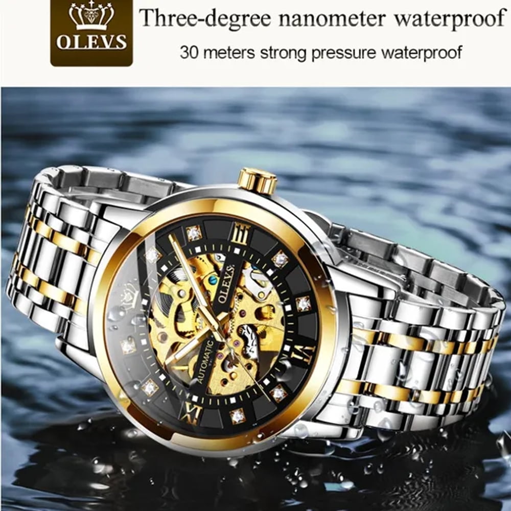 Buy OLEVS Gold Skeleton Men's Automatic Mechanical Watches self Winding