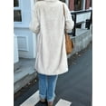 thumbnail image 4 of Female Long Faux Fur Coats  Faux Fur Jacket Long Sleeve Lapel Furry Coats Fuzzy Winter Jacket White M, 4 of 5
