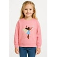 thumbnail image 4 of HILEELANG little Girls（2-7Y) Sweatshirt Falling Shoulder Sleeve Pullover Crewneck Cotton Top Cute Dance Girl Embroidery Fall Winter Clothes 7T, 4 of 9