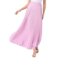 thumbnail image 4 of INSPIRE CHIC Elastic High Waist Flowy Pleated Skirt for Women's with Belt Swing A-line Work Maxi Skirt S Rose Pink, 4 of 6