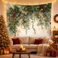 thumbnail image 3 of Lush Holly and Berry Garland Against Textured Off-White Background, Cozy Rustic for Botanical Lovers, Elegant Festive Wall Art, Christmas Gift Tapestry Wall Hanging for Living Room and Bedroom, 3 of 7