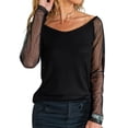 thumbnail image 3 of Eashery Dorose Womens Mesh Long Sleeve Shirts Casual Blouses Tops Women Lace Camisole Low Cut Slim Fit Sleeveless Spaghetti Strap Tank Crop Tops Vintage Fairy Streetwear Black 3XL, 3 of 5