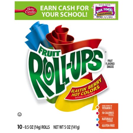 Betty Crocker Fruit Snacks, Fruit Roll-Ups, Blastin' Berry (Pack of 24)
