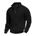 thumbnail image 5 of Dwelliawo Men's Half Zip Pullover Casual Slim Fit Pullover Sweaters Long Sleeve Mock Neck Sweatshirt Lightweight Waffle Knit Active Shirt Black 2XL, 5 of 5